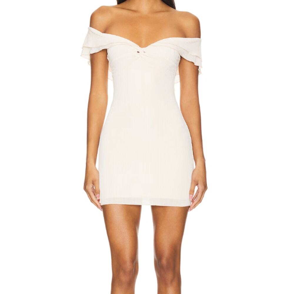 MORE TO COME Graciela Off Shoulder Dress in Cream, Size XS